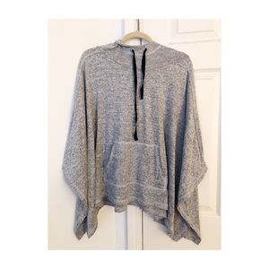 Grey hooded poncho